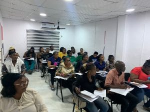 Students attending IELTS preparation classes at AE CONSULT Lekki Branch, Abraham Adesanya, Lagos.